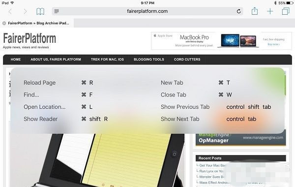 iPad变Mac iPad iOS9键盘快捷键设置以及使用技巧
