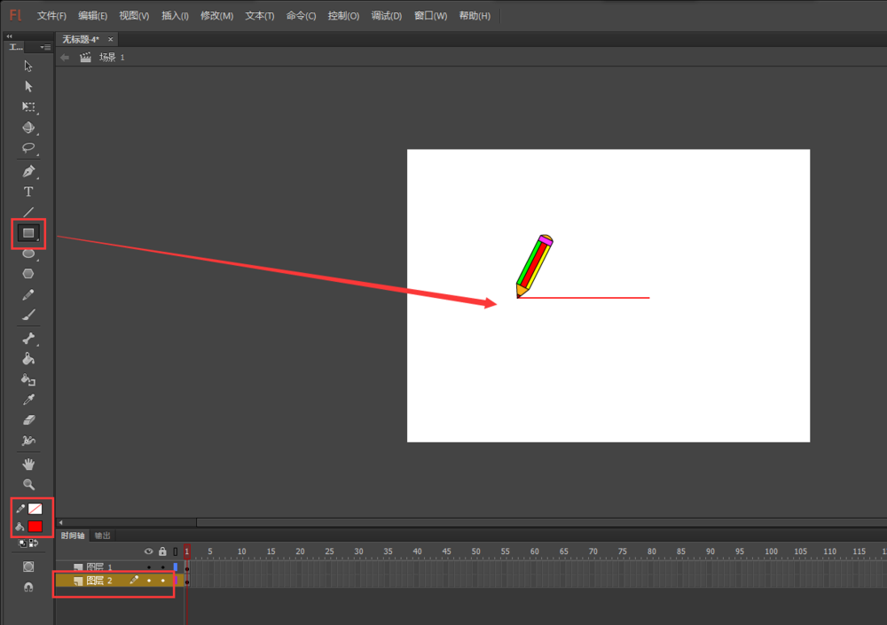 flash铅笔怎么添加画线条的动画?