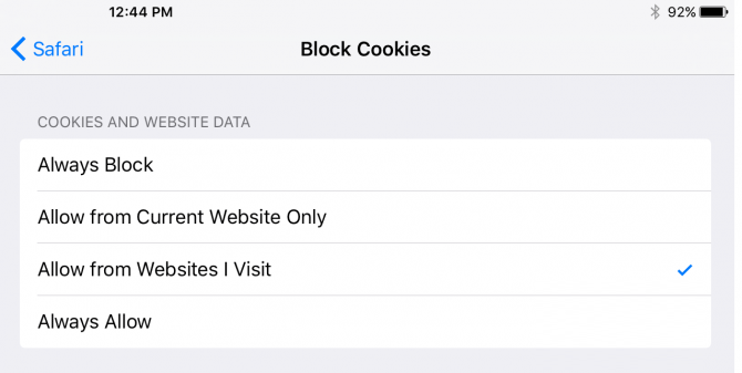 从Mac和iOS上的safari阻止cookies的设置方法