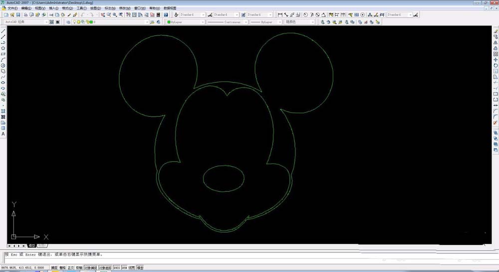 CAD怎么画米老鼠? cad画米老鼠线条的教程