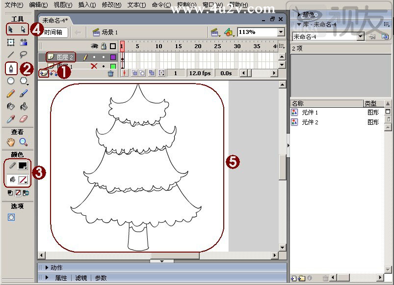 Flash设计制作卡通风格的圣诞树实例教程