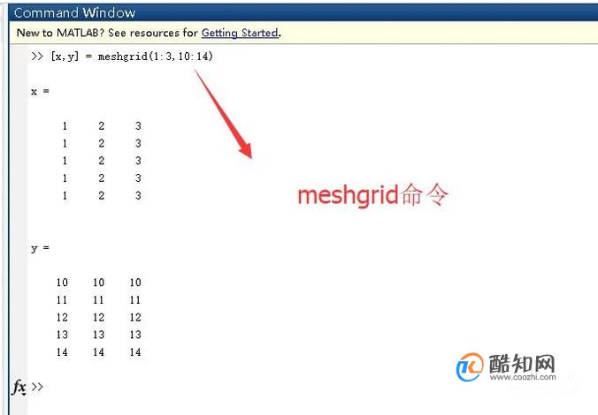 matlab中的meshgrid命令怎么用