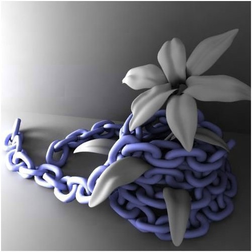 用3DSMAX渲染一支被铁链束缚的粉色花朵