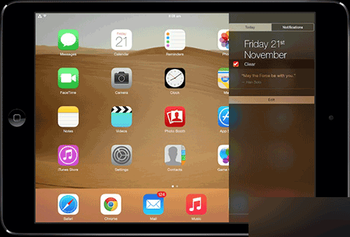 iPad专属插件Centrum：可让iPad的通知中心在屏幕边缘打开