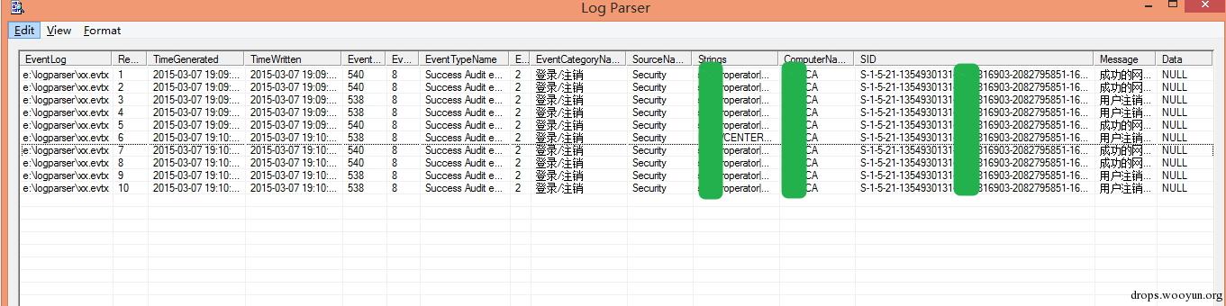 windows安全日志分析工具logparser用法详解
