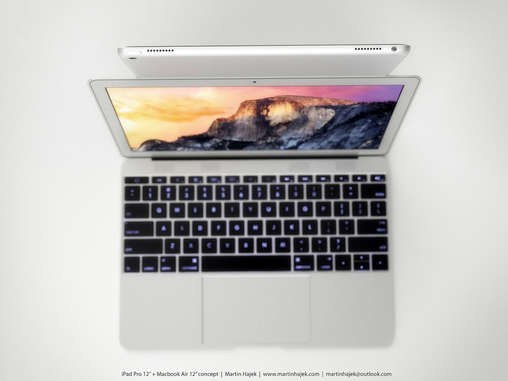 iPad Pro对比12寸MacBook Air 3D概念图赏