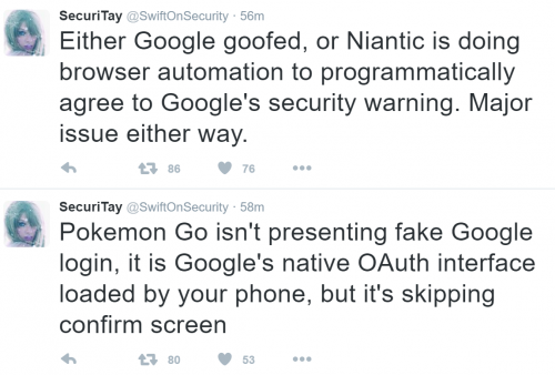 精灵宝可梦go游戏可能存在风险 软件需要google账号完整权限