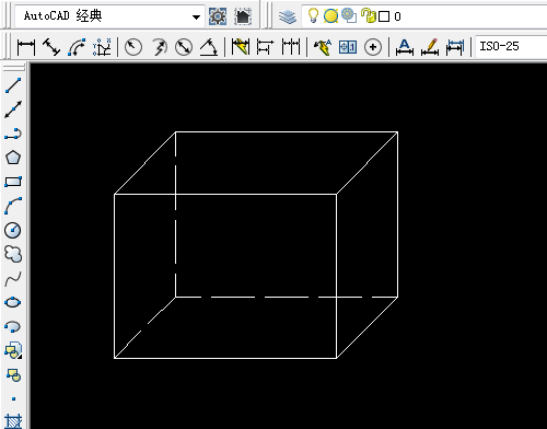 CAD怎么显示带有虚线的长方体?