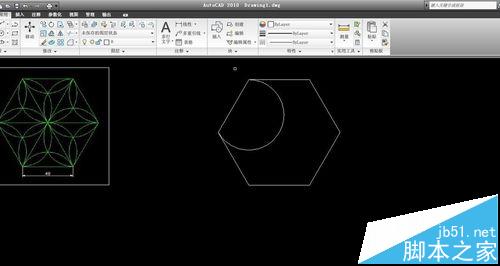 CAD怎么做一个六角镶花的图形?