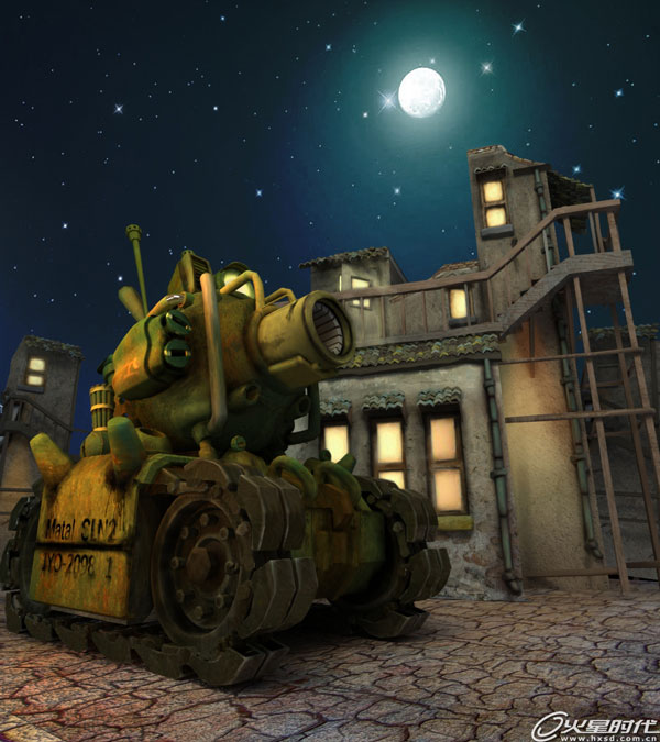 3DSMAX教程：利用3DSMAX制作夜空下可爱的卡通坦克