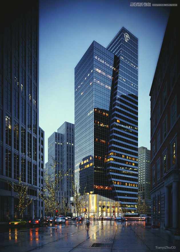 3dmax制作逼真的城市高楼大厦夜晚场景教程