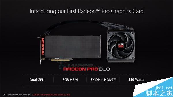 AMD新一代双芯显卡Radeon Pro Duo完整规格公布:世界最快