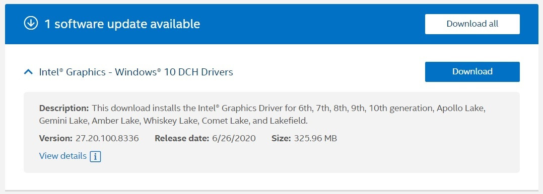 Win10 Intel DCH 显卡驱动程序 v27.20.100.8336版本发布