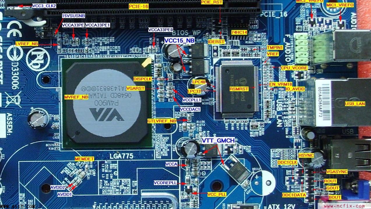 技嘉VM900M主板测试点实图