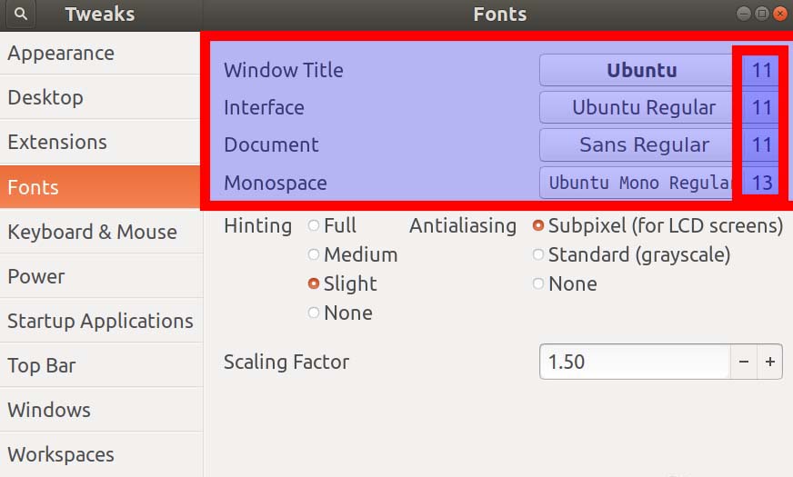 Ubuntu17.10怎么修改系统字体大小?