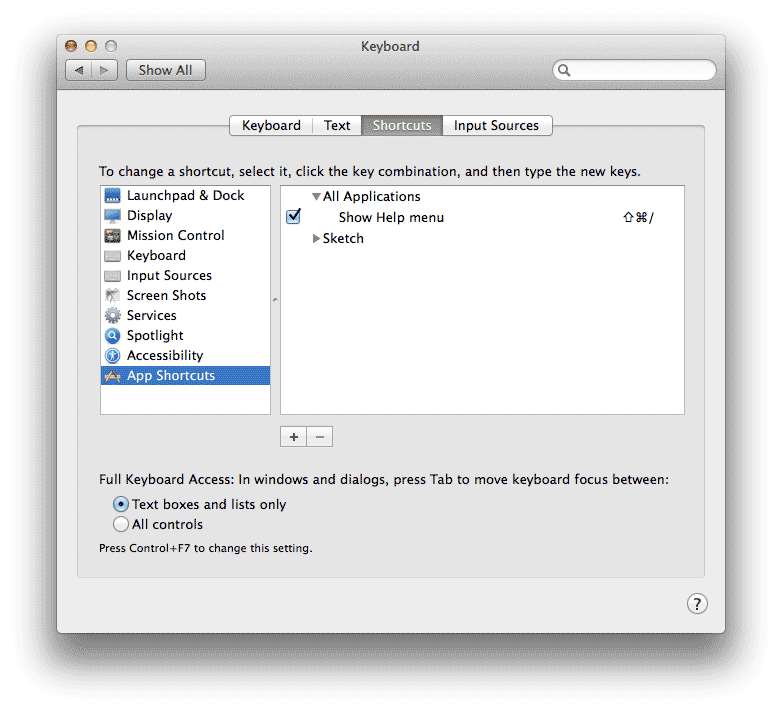OS X 自定义应用快捷键和Sketch自定义快捷键的方法分享