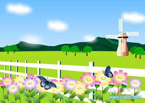 Flash新手鼠绘(3):漂亮的卡通花草场景