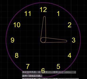 CAD怎么使用旋转工具绘制一个时钟?