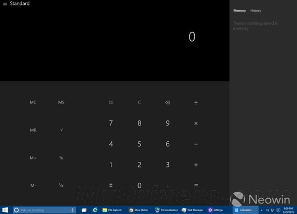 (图)Windows 10 Build 9926计算器程序焕然一新：更多功能和显示空间