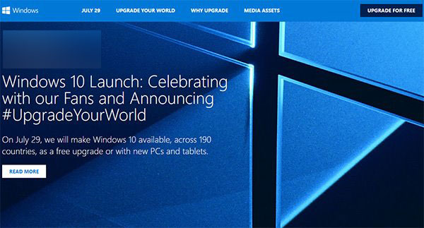 微软 Win10正式版发布的专题官方博客上线 附地址